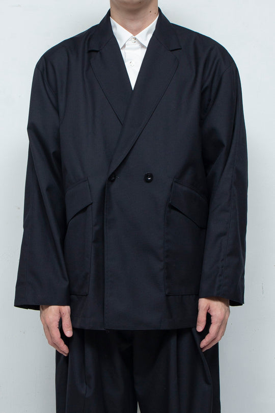 High Twist Wool Twill Semi-double Jacket D.NAVY