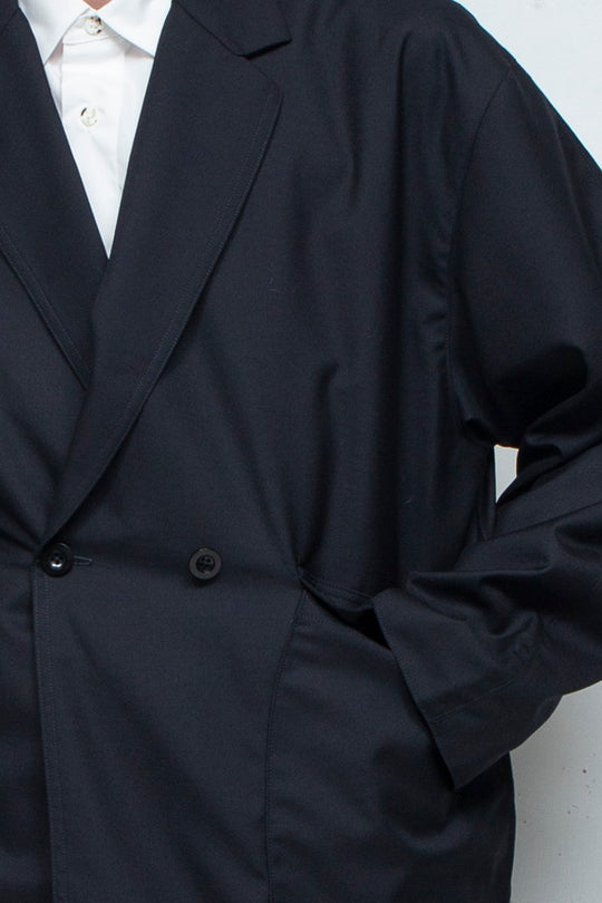 High Twist Wool Twill Semi-double Jacket D.NAVY