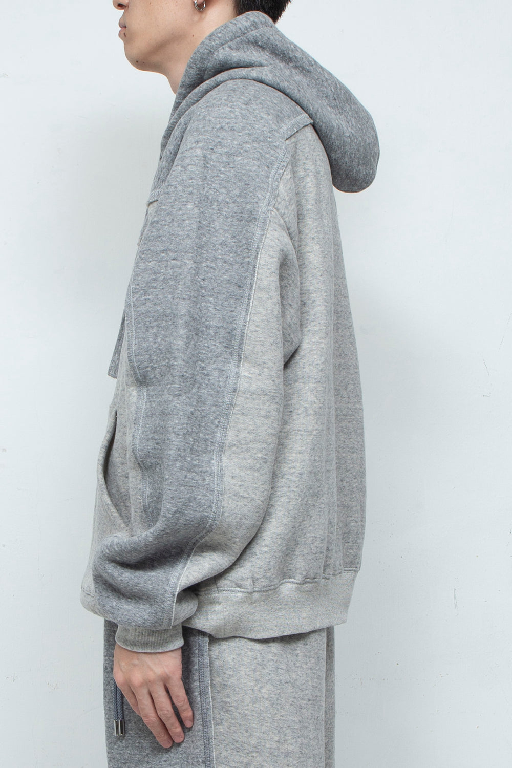 Smooth Touch Cut-Off Bicolor Hoodie GREY