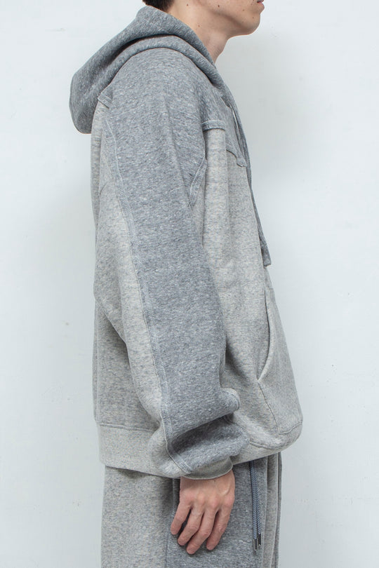 Smooth Touch Cut-Off Bicolor Hoodie GREY