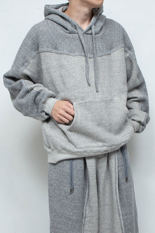 Smooth Touch Cut-Off Bicolor Hoodie GREY