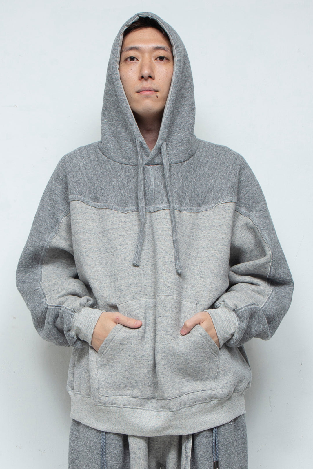 Smooth Touch Cut-Off Bicolor Hoodie GREY