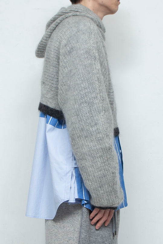 Kid Mohair Wool Balaclava Hooded Knit GREY