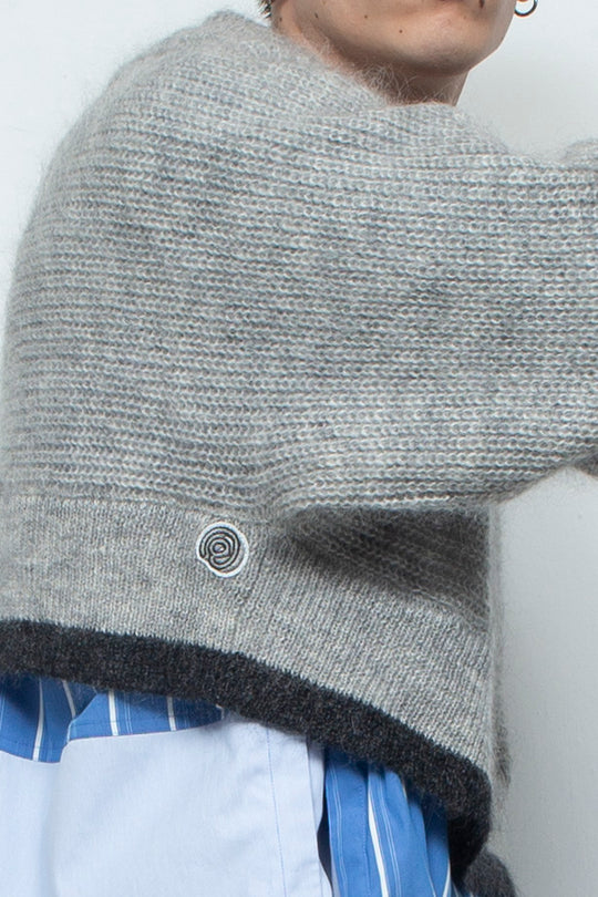 Kid Mohair Wool Balaclava Hooded Knit GREY