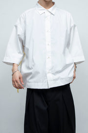 Cut-off Piping Wide Shirts WHITE