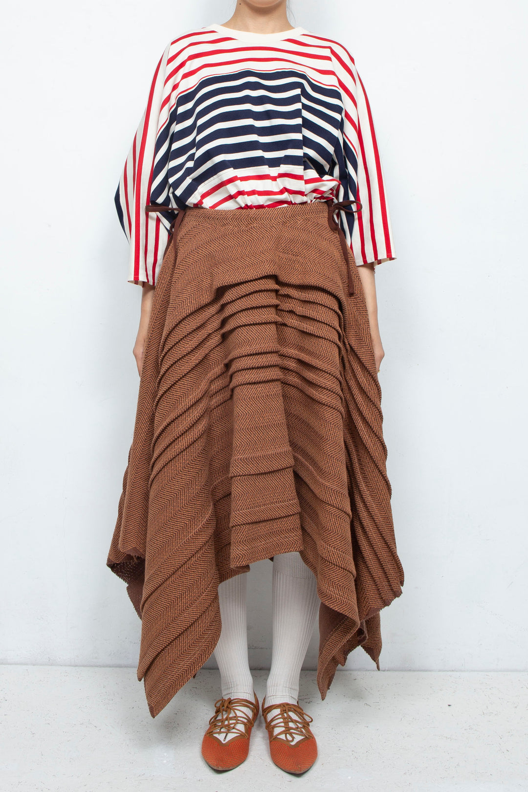tuck flare skirt brown