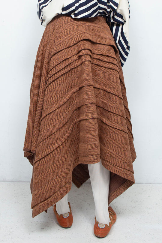 tuck flare skirt brown