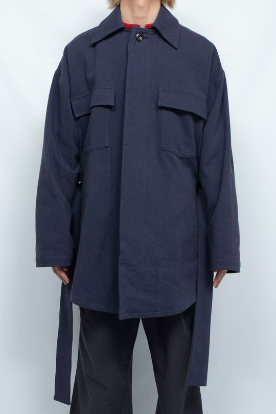 DRAWSTRING OVER SHIRT JACKET NAVY