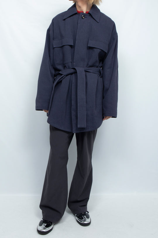 DRAWSTRING OVER SHIRT JACKET NAVY