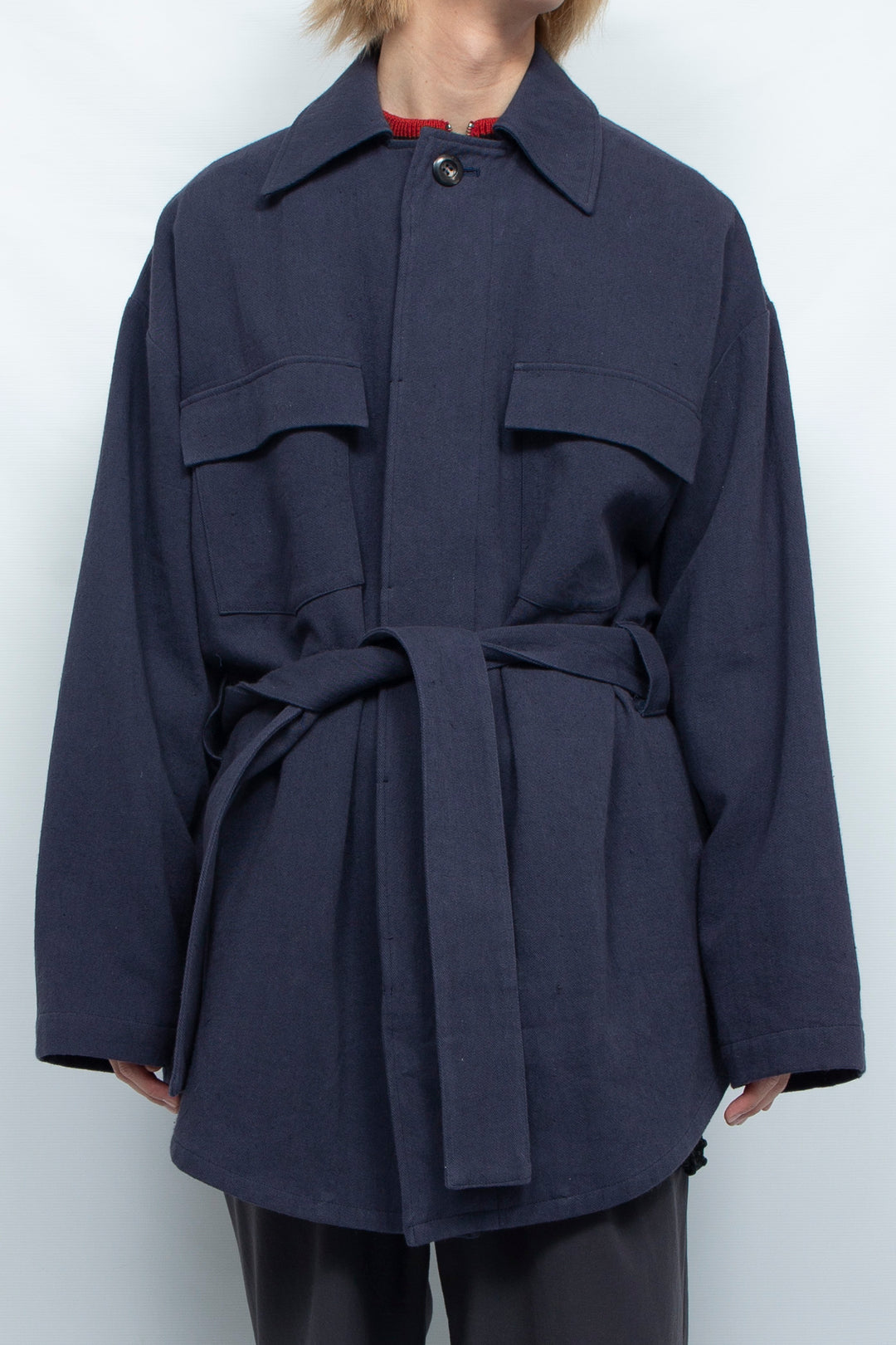 DRAWSTRING OVER SHIRT JACKET NAVY