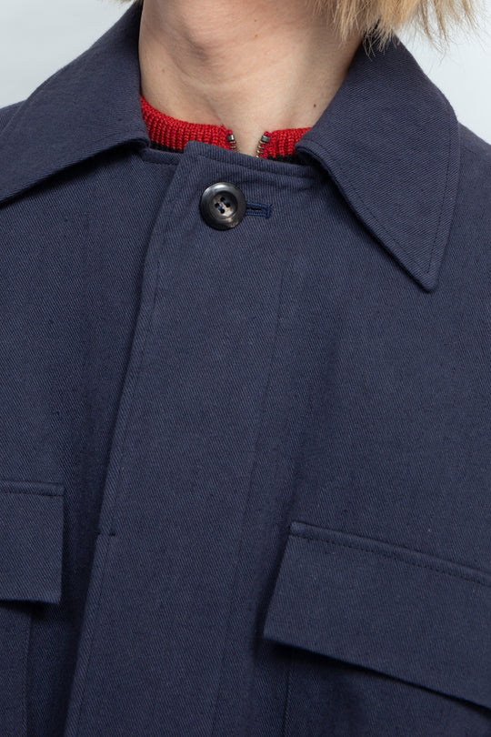 DRAWSTRING OVER SHIRT JACKET NAVY