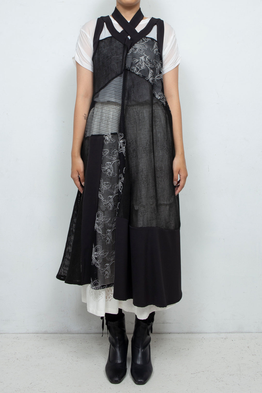 Lace patchwork dress BLACK