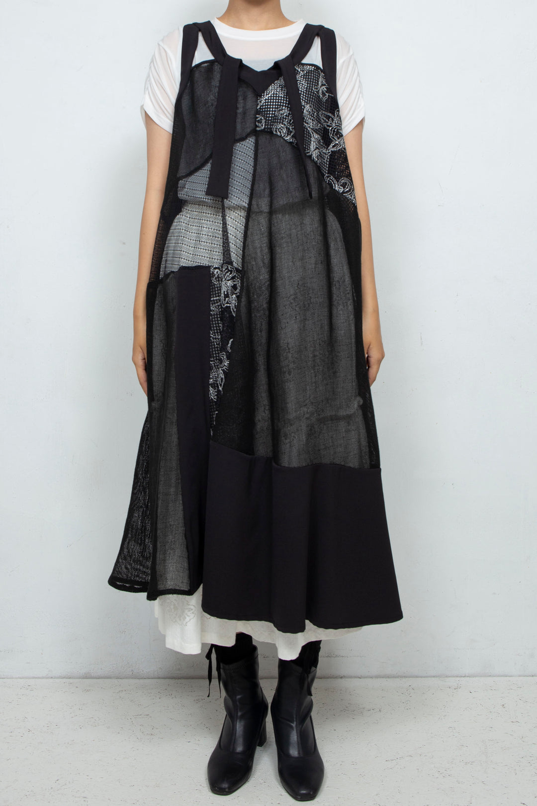 Lace patchwork dress BLACK