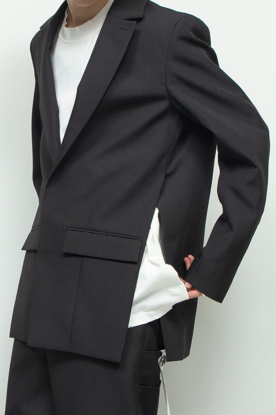 Side vent tailored jacket BLACK