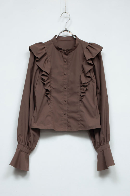 ritsu Natural-die big raffle blouse CHOCOLATE