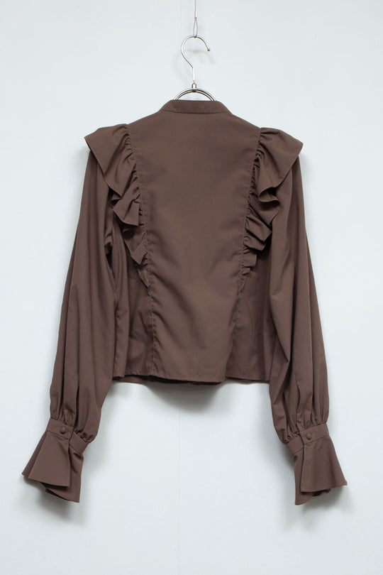 ritsu Natural-die big raffle blouse CHOCOLATE