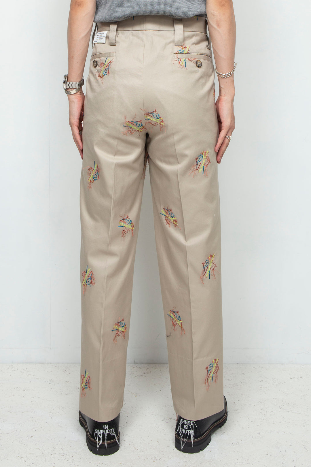 "MONSIUER" Original Embroidered Gabardine 3-Tuck Trousers