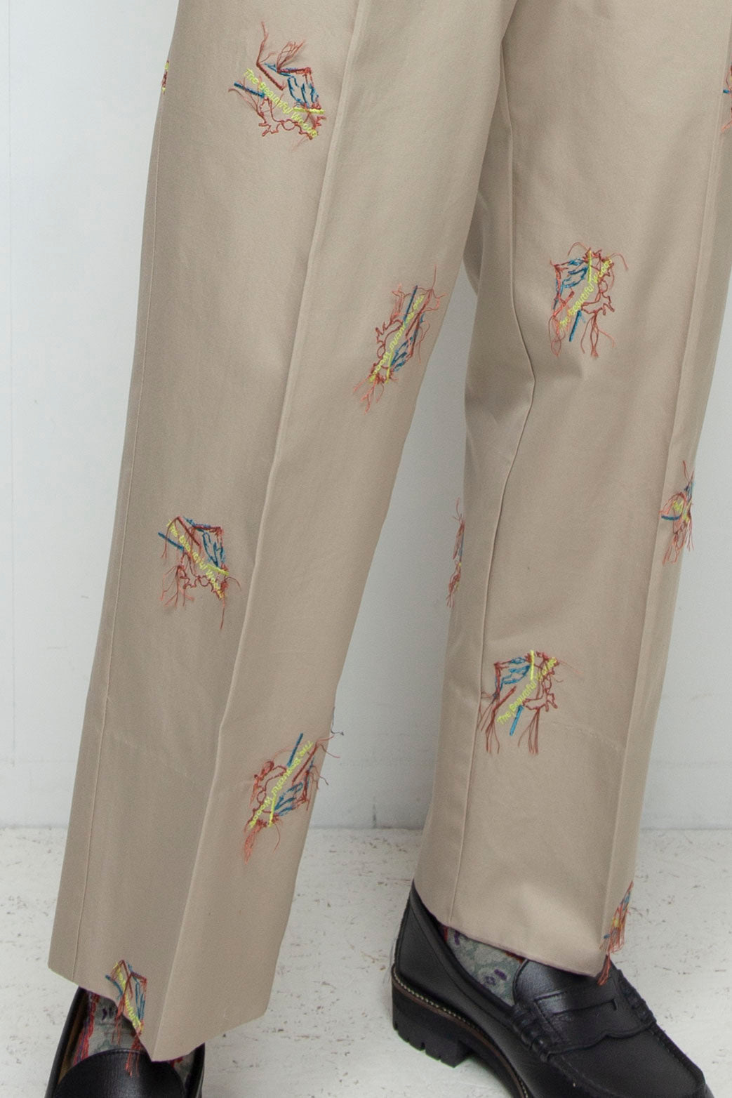 "MONSIUER" Original Embroidered Gabardine 3-Tuck Trousers