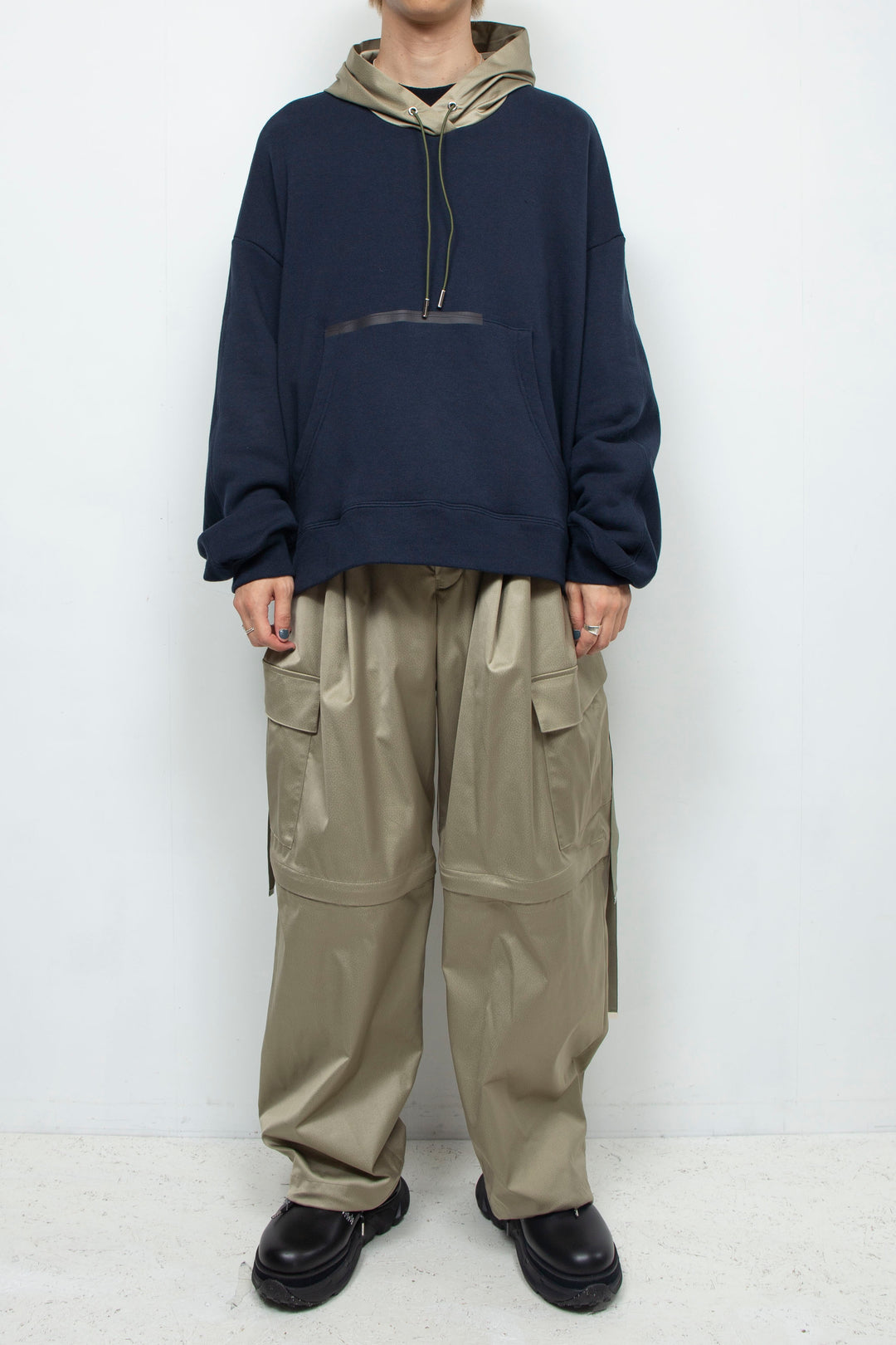 Fake-fake leather detachable cargo pants SAGE