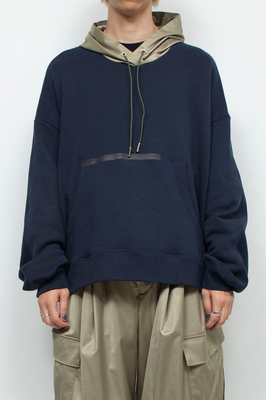 Taping aid combination hoodie D.NAVY×SAGE