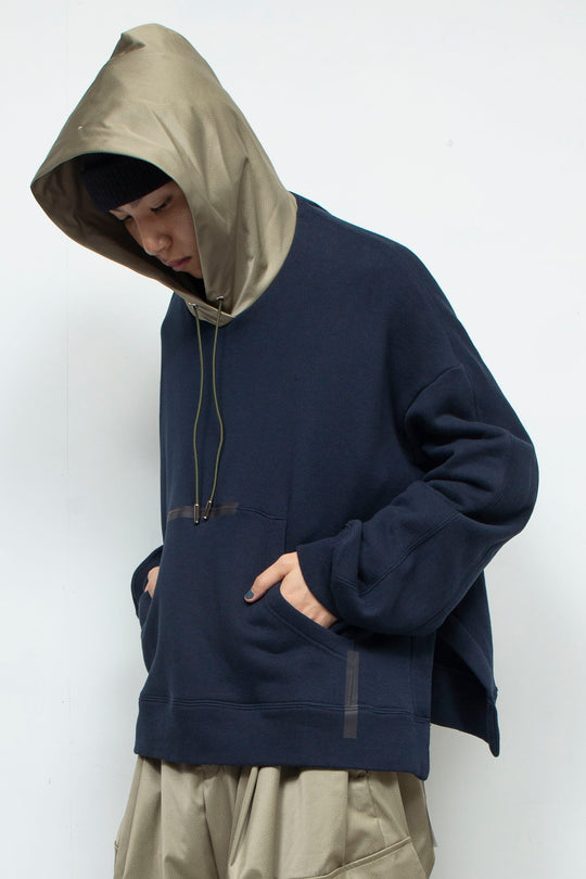 Taping aid combination hoodie D.NAVY×SAGE