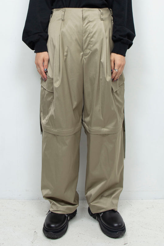 Fake-fake leather detachable cargo pants SAGE