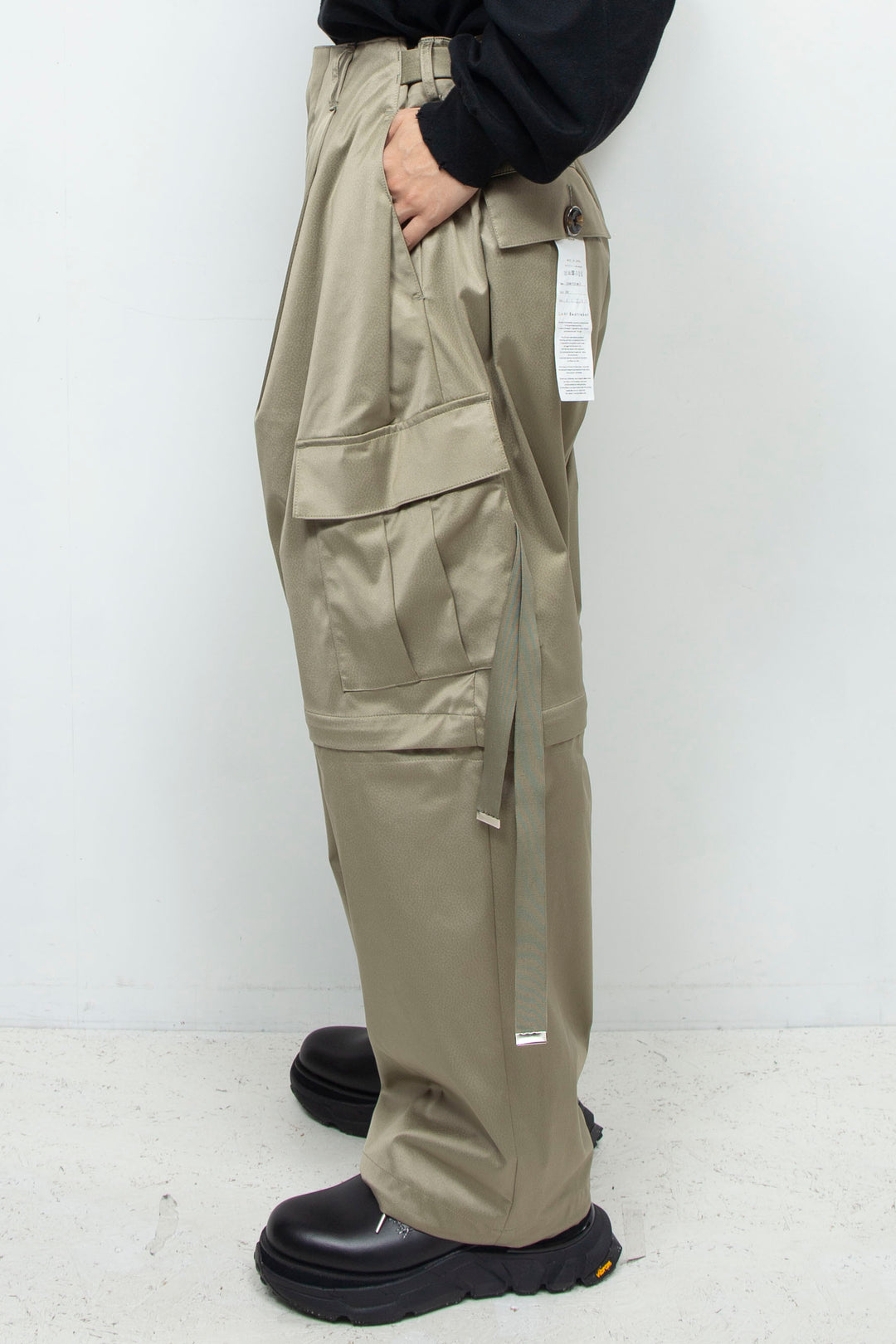 Fake-fake leather detachable cargo pants SAGE