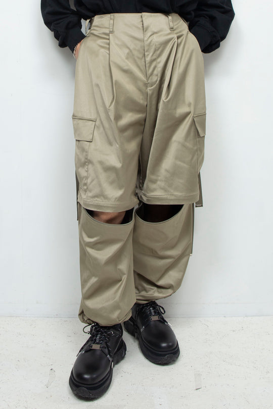 Fake-fake leather detachable cargo pants SAGE