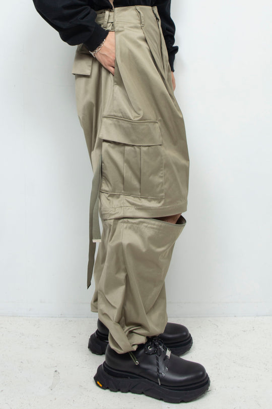 Fake-fake leather detachable cargo pants SAGE