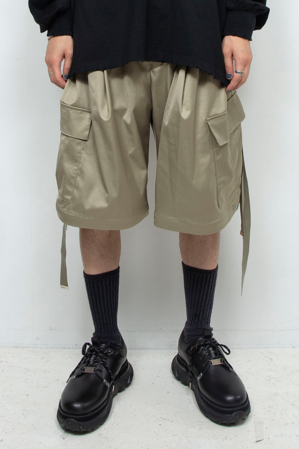 Fake-fake leather detachable cargo pants SAGE