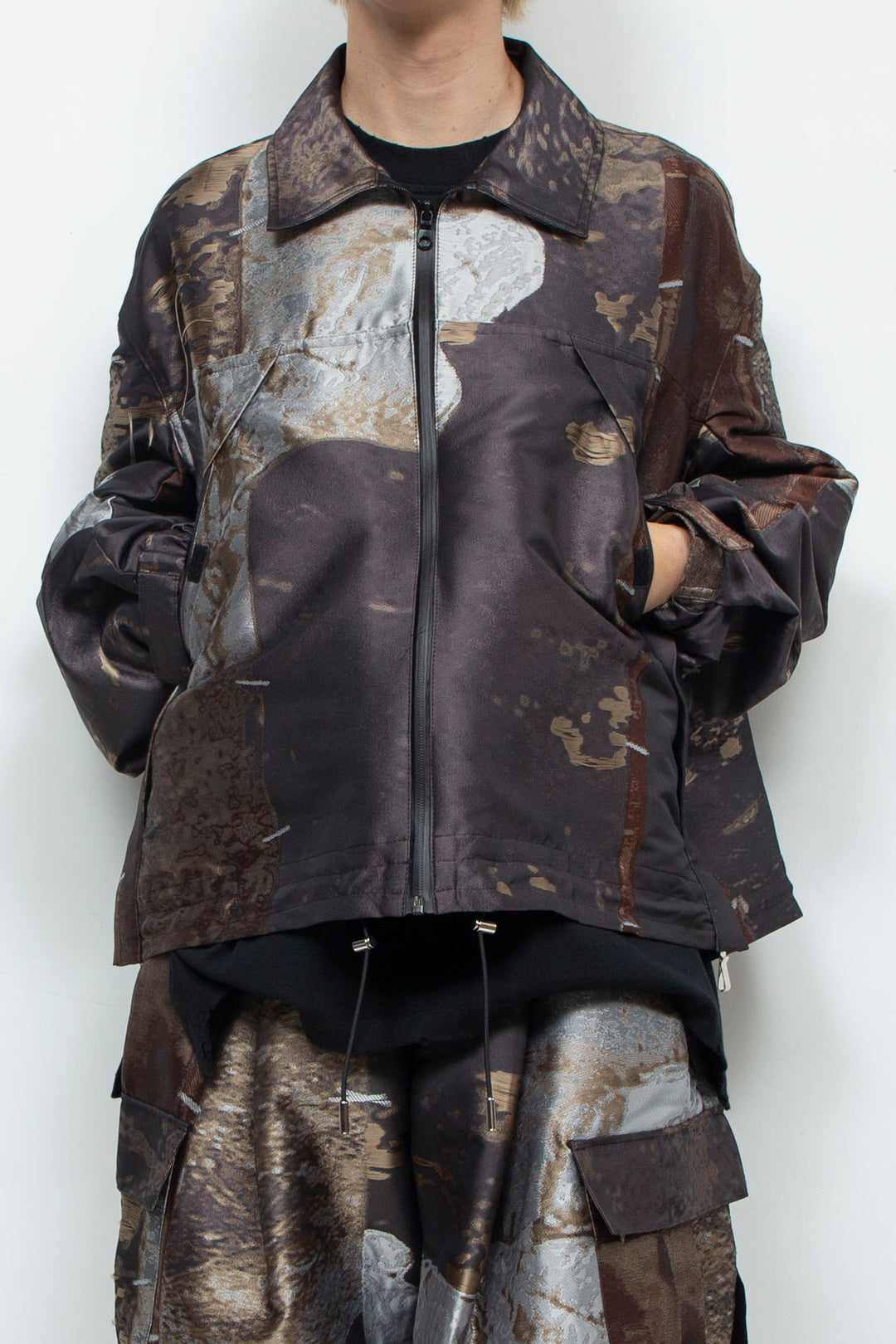 Art motif aging jacquard CWU jacket LUMBER & METAL