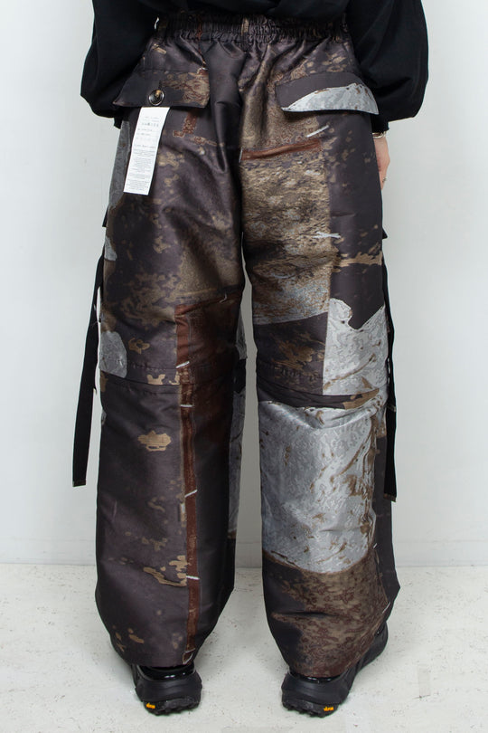 Art motif aging jacquard detachable cargo pants LUMBER & METAL