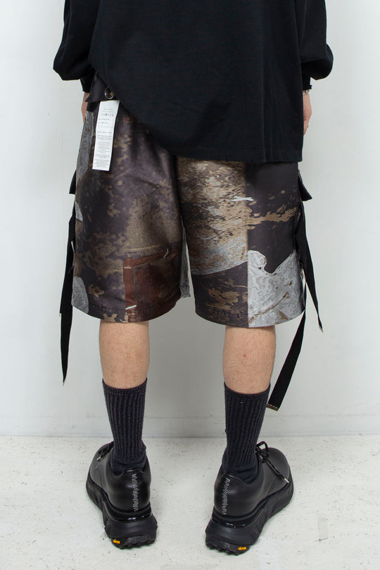 Art motif aging jacquard detachable cargo pants LUMBER & METAL