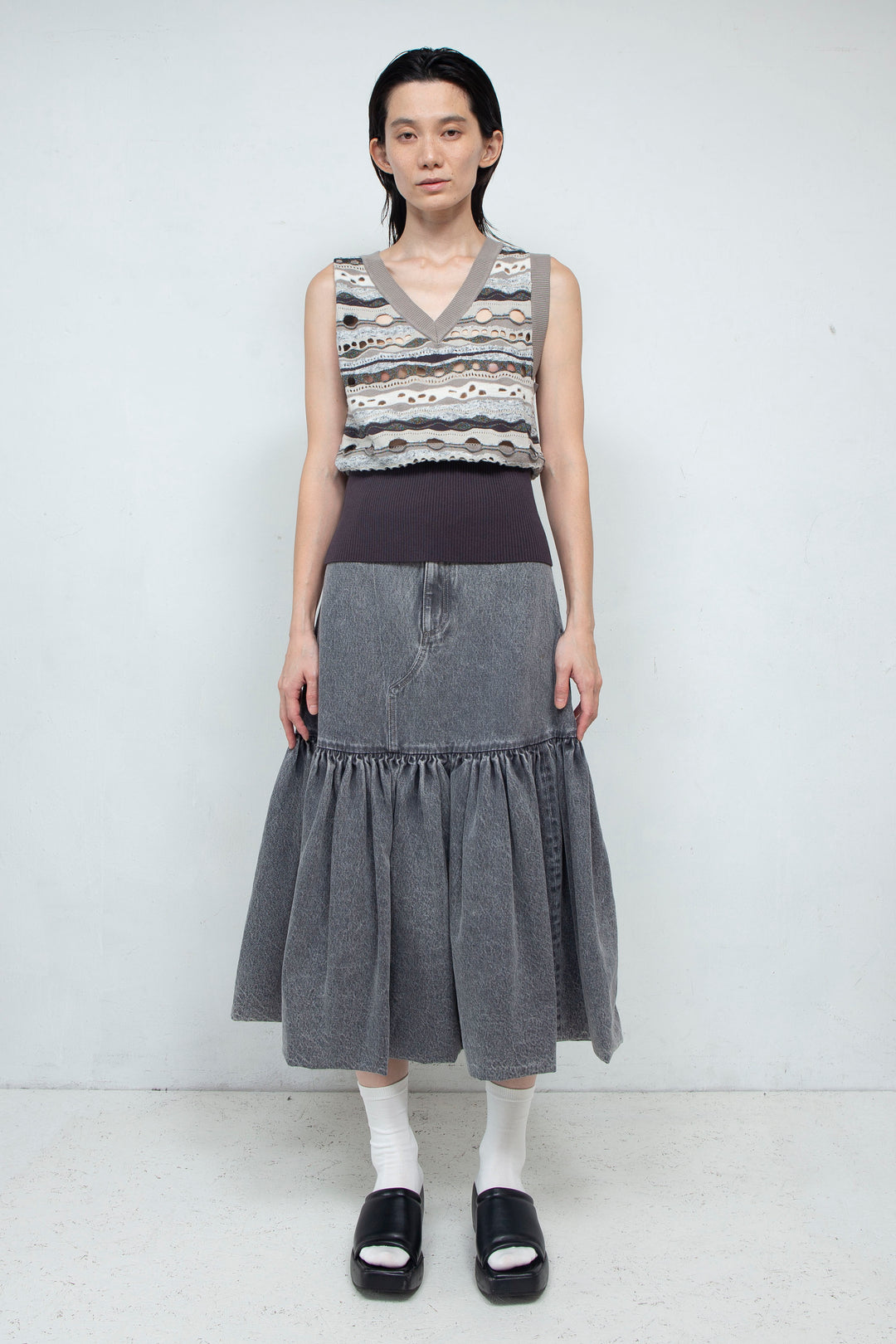 Knit Tank TOPS Vest Dark Gary