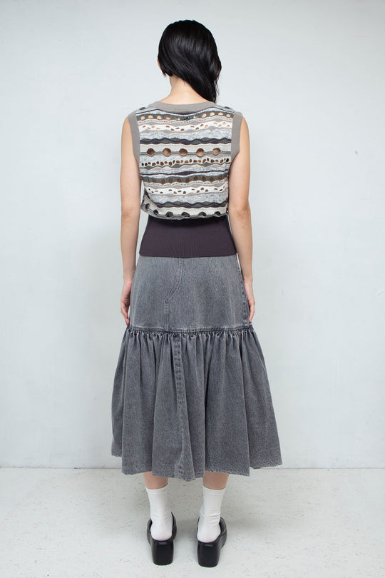 Knit Tank TOPS Vest Dark Gary