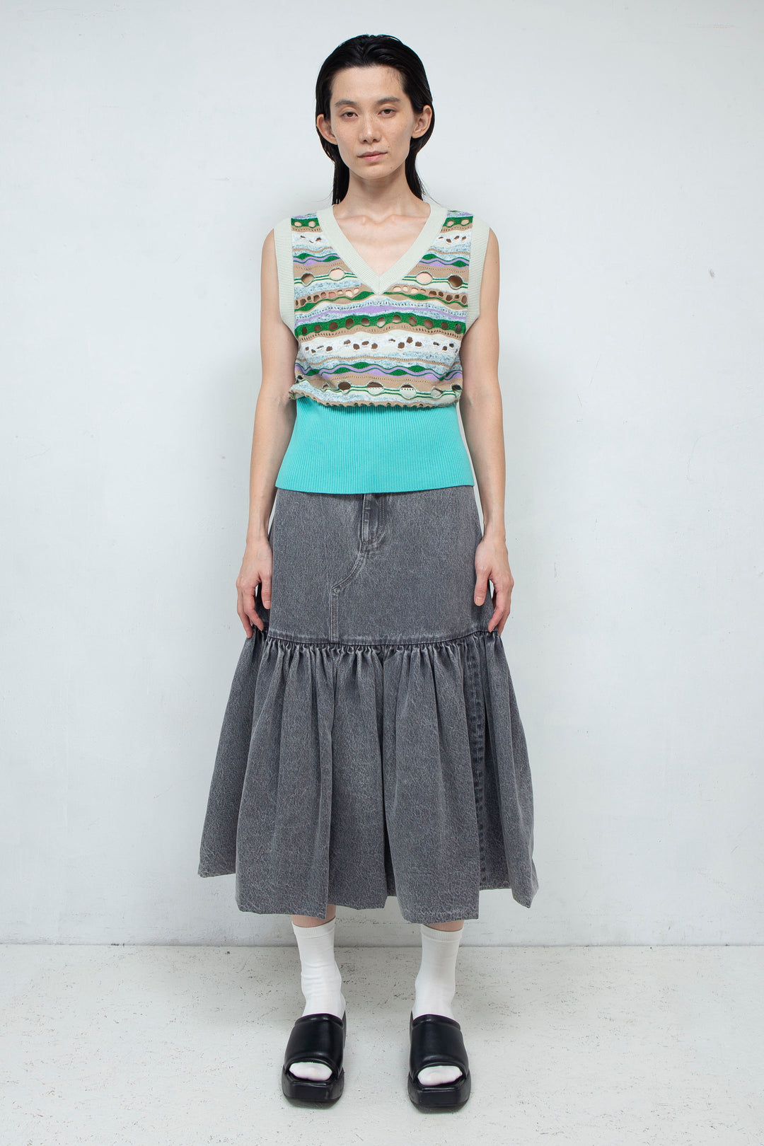 Knit Tank TOPS Vest Green