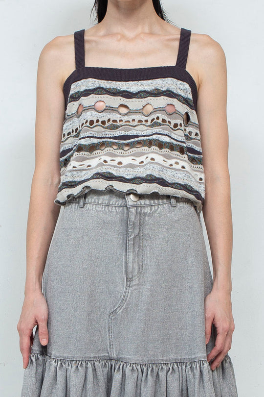 Knit Tank TOPS Dark Gary