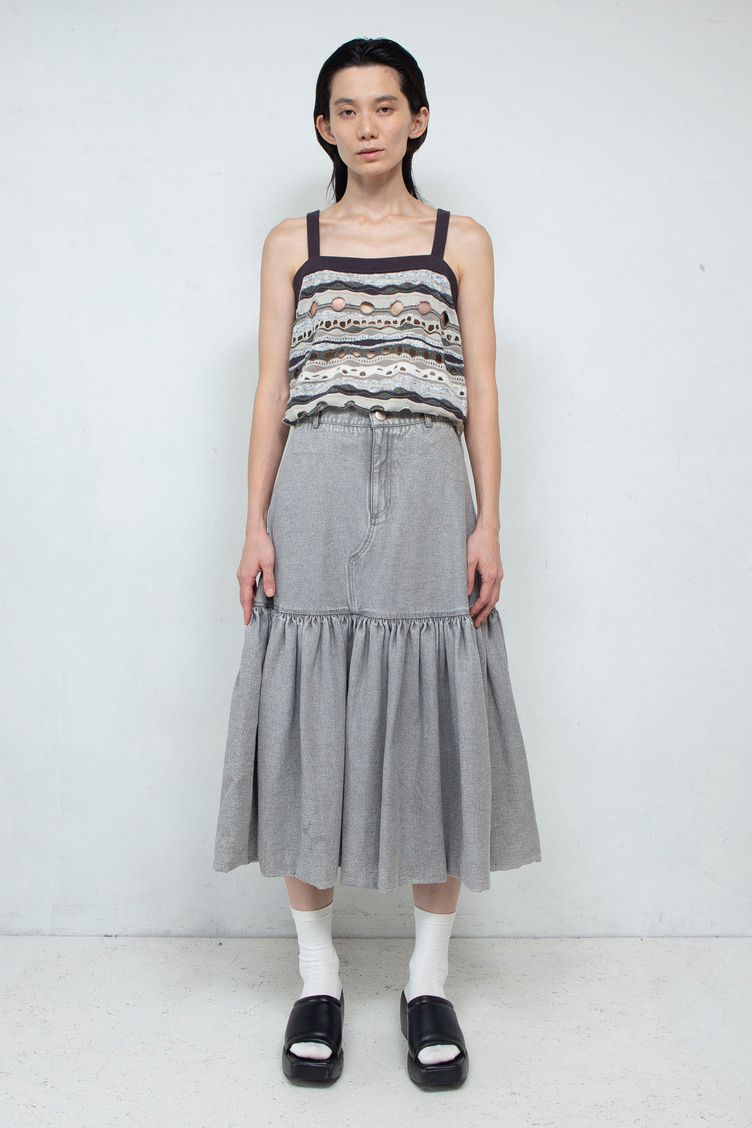 Knit Tank TOPS Dark Gary