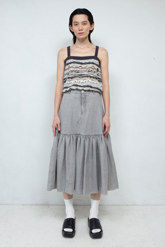 Knit Tank TOPS Dark Gary