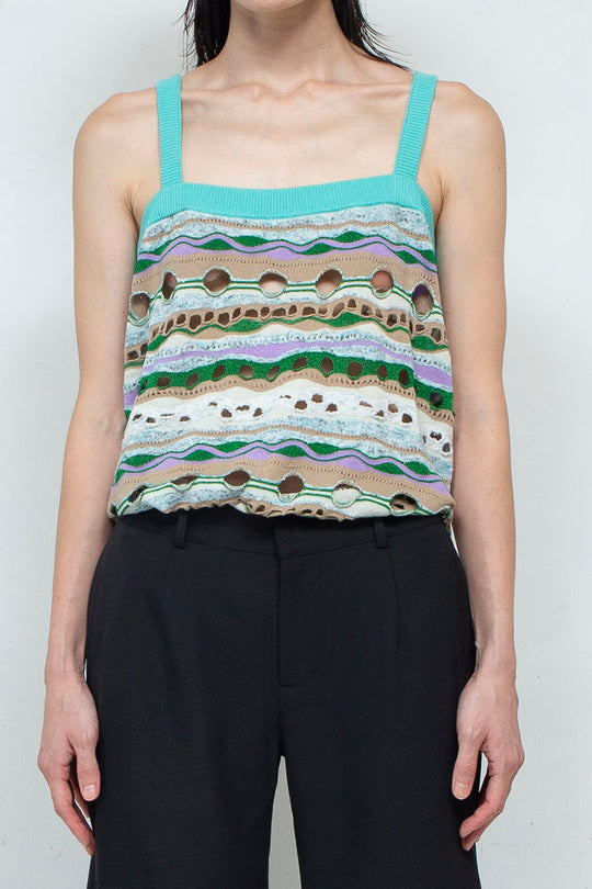 Knit Tank TOPS Green