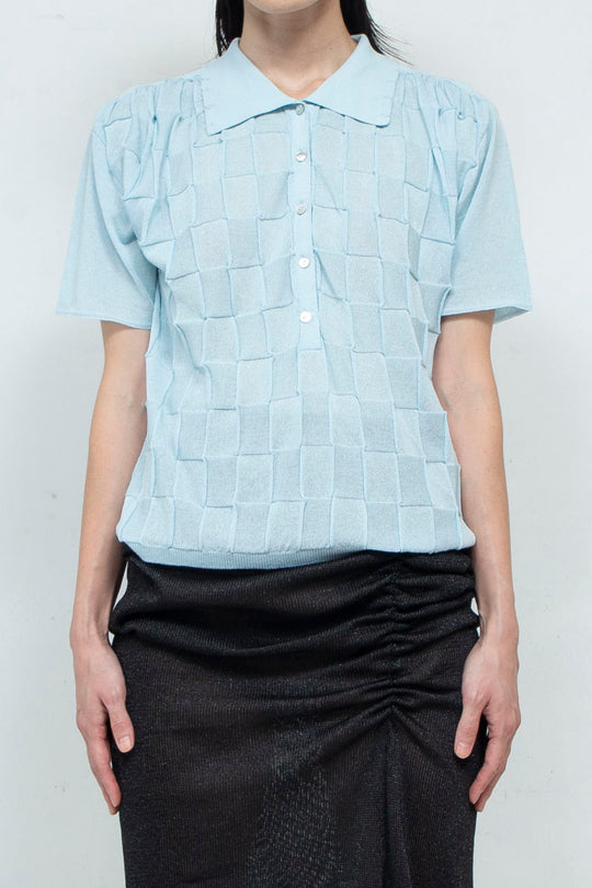 Knit Polo Shirt Blue