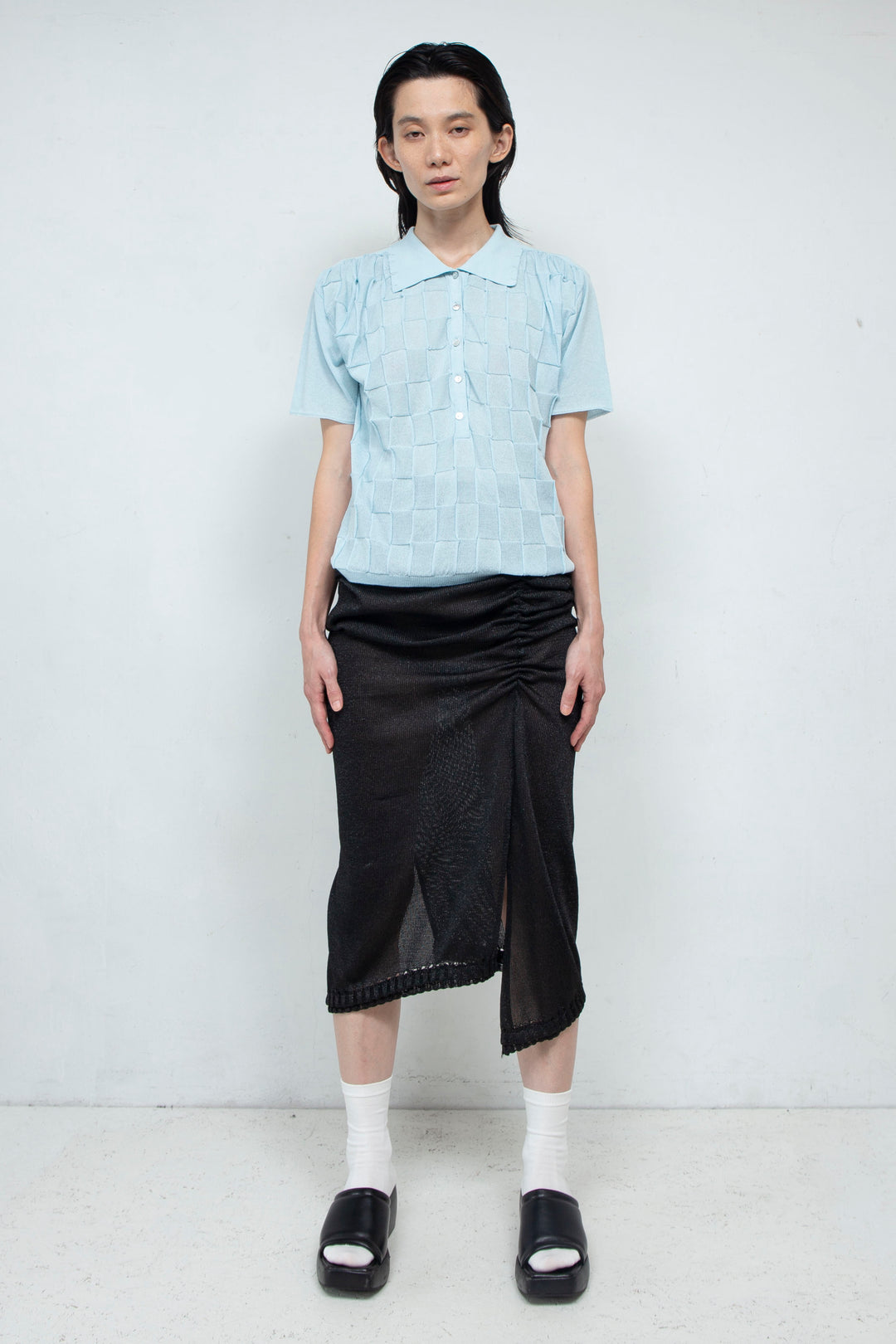 Knit Polo Shirt Blue