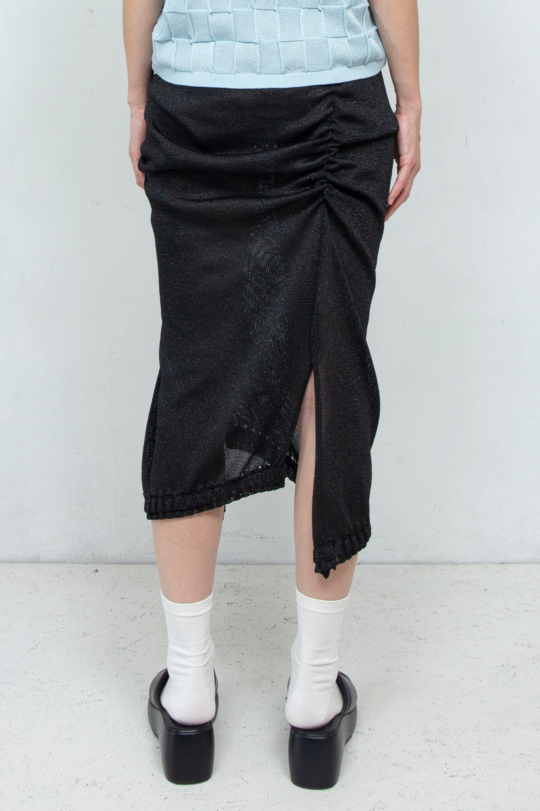 Slit Knit Skirt Black