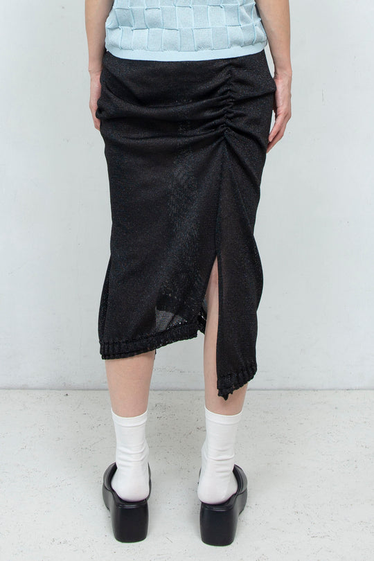 Slit Knit Skirt Black