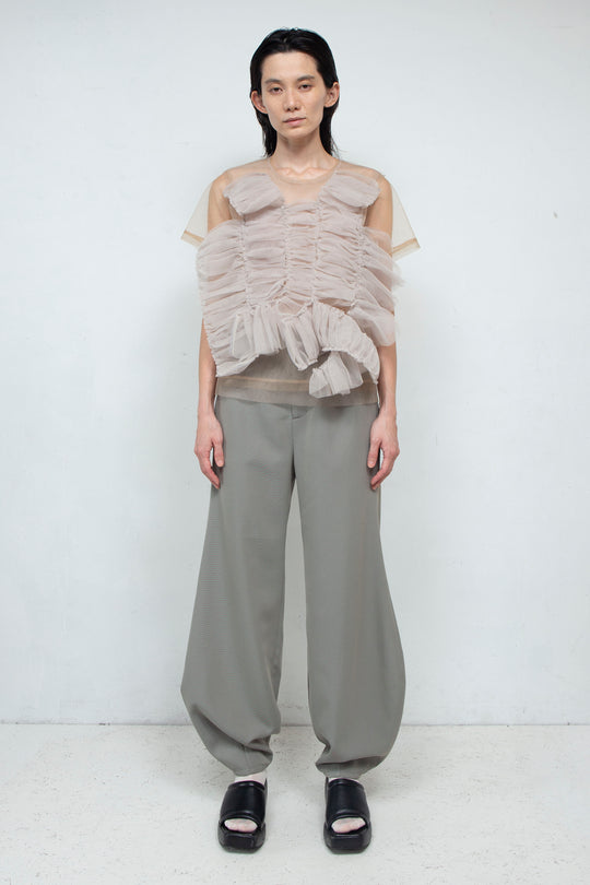Tulle T-shirt Beige