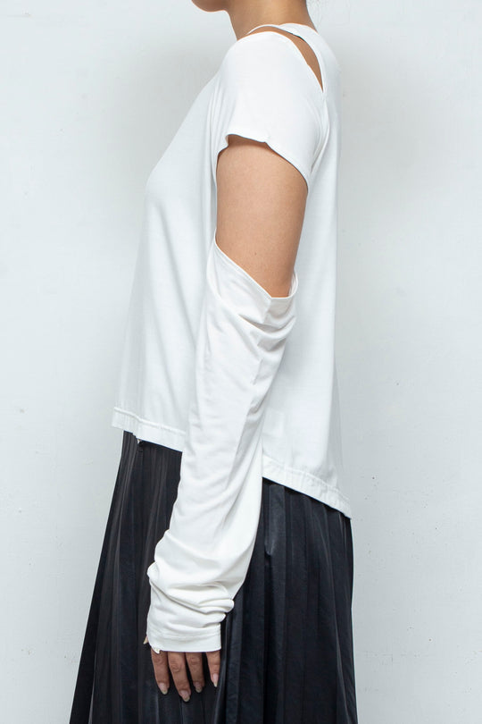 Shoulder slit long T-shirt