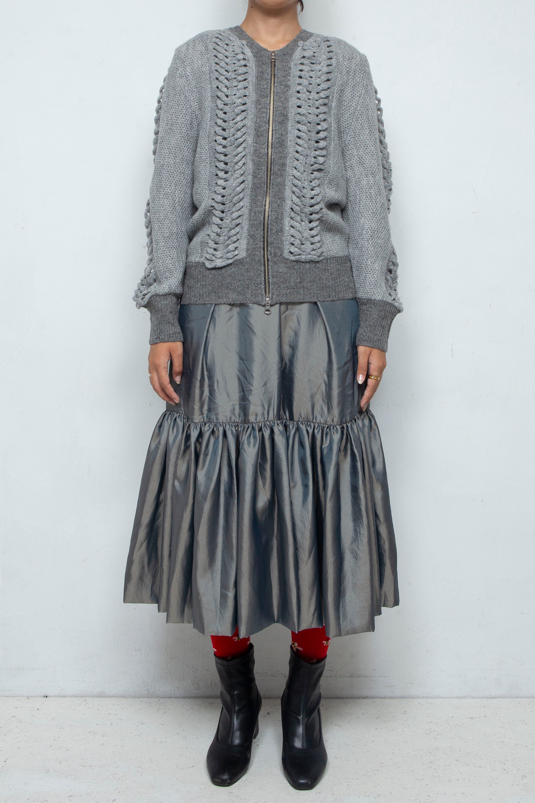 Wool Mohair Zip Knit cardigan Gray ウールモヘアジップ Wool Mohair Zip Knit cardigan Gray ウールモヘアジップ