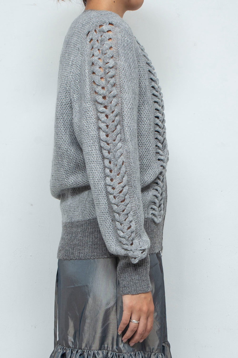 Wool Mohair Zip Knit cardigan Gray