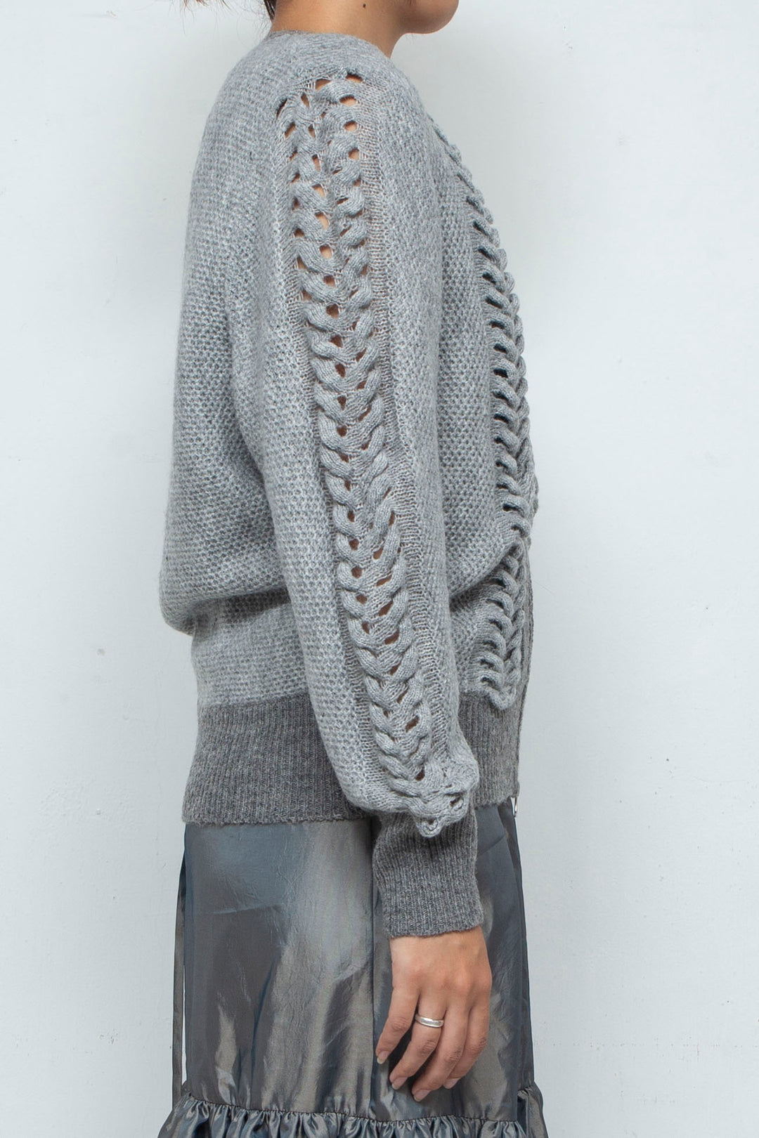 Wool Mohair Zip Knit cardigan Gray