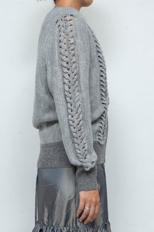 Wool Mohair Zip Knit cardigan Gray